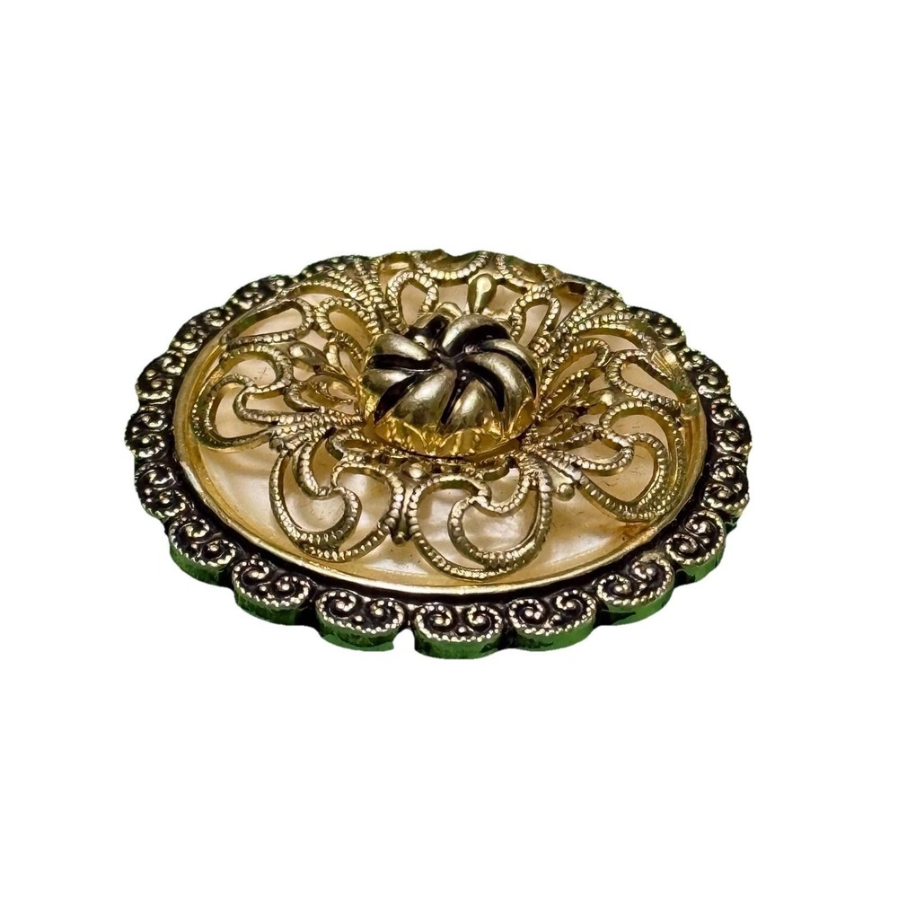 Vintage‎ W Germany Gold Tone Filigree Flower Scarf Clip Holder